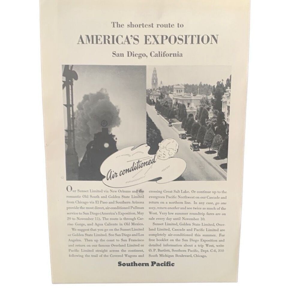 Vintage 1935 Southern Pacific America’s Exposition Ad Advertisement